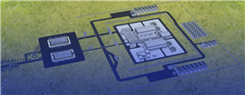 A rendering of a NuScale Power Voygr SMR plant