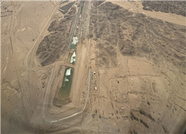 Aerial view of the Line in Saudi Arabia's Neom under construction