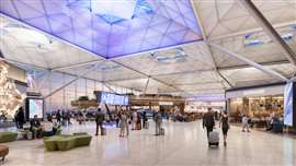 A digital render of how the extended London Stansted Airport terminal will look